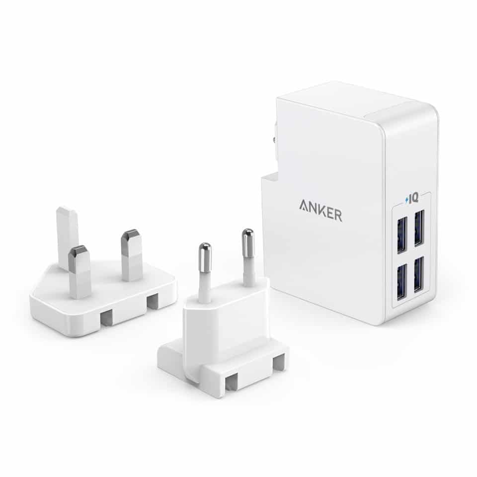 Anker PowerPort 4 Lite 27W 4-Port USB Charger with PowerIQ   |  Smartphone Accessories  |  Chargers  |  Wall Chargers  |