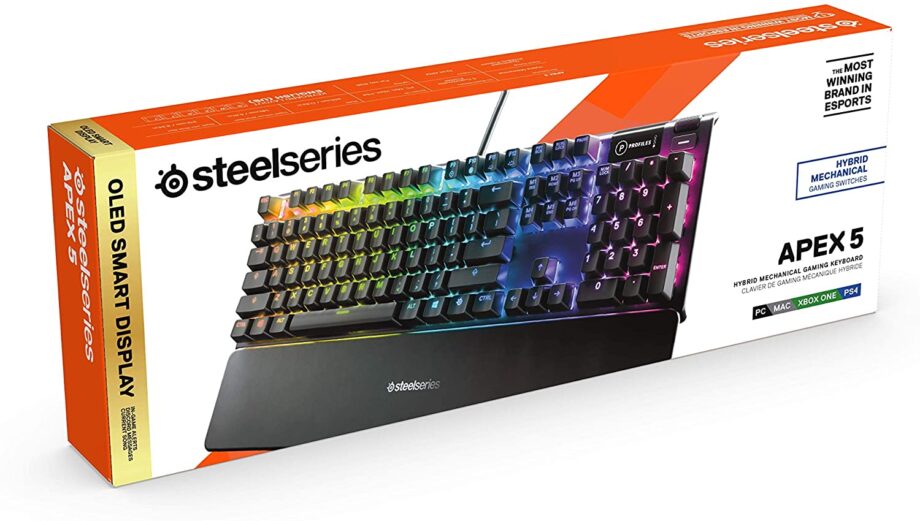 SteelSeries Apex 5 Hybrid RGB Mechanical Gaming Keyboard (Blue Switch)