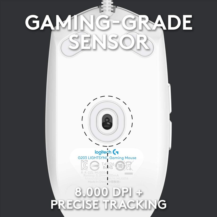 Logitech G203 Lightsync RGB 8,000DPI Gaming Mouse - White