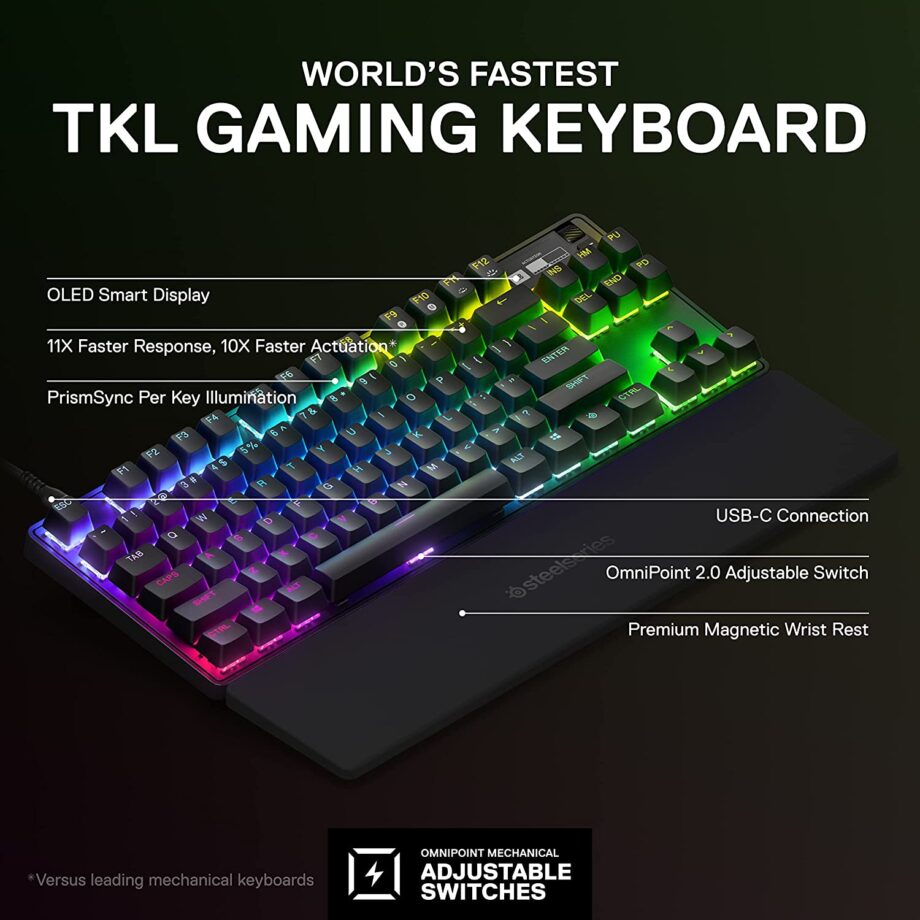 SteelSeries Apex Pro TKL 2023 Edition - World's Fastest Mechanical Gaming Keyboard