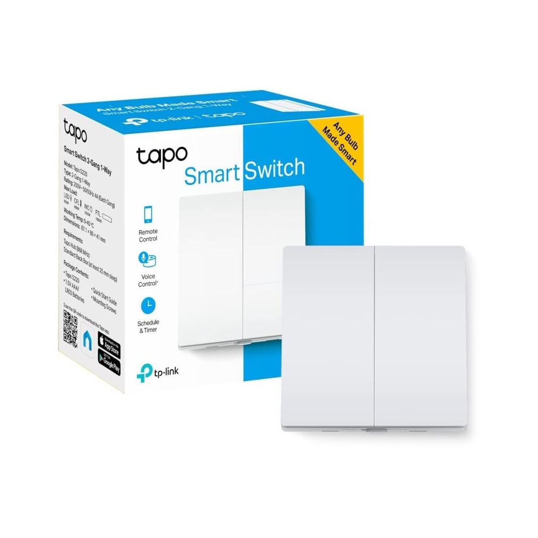 TP-Link Tapo S220 Smart Light Switch, 2-Gang 1-Way Brands  |  TP-Link  |