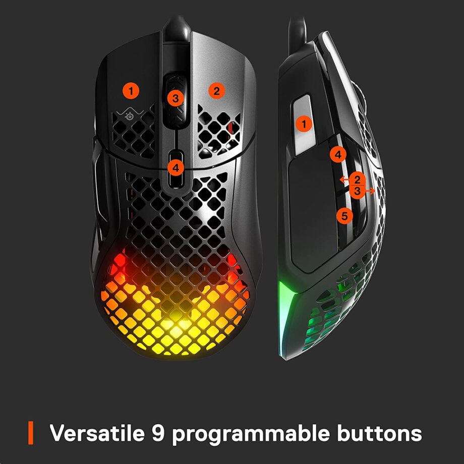 SteelSeries Aerox 5 Ultra-lightweight Water Resistant Design Gaming Mouse