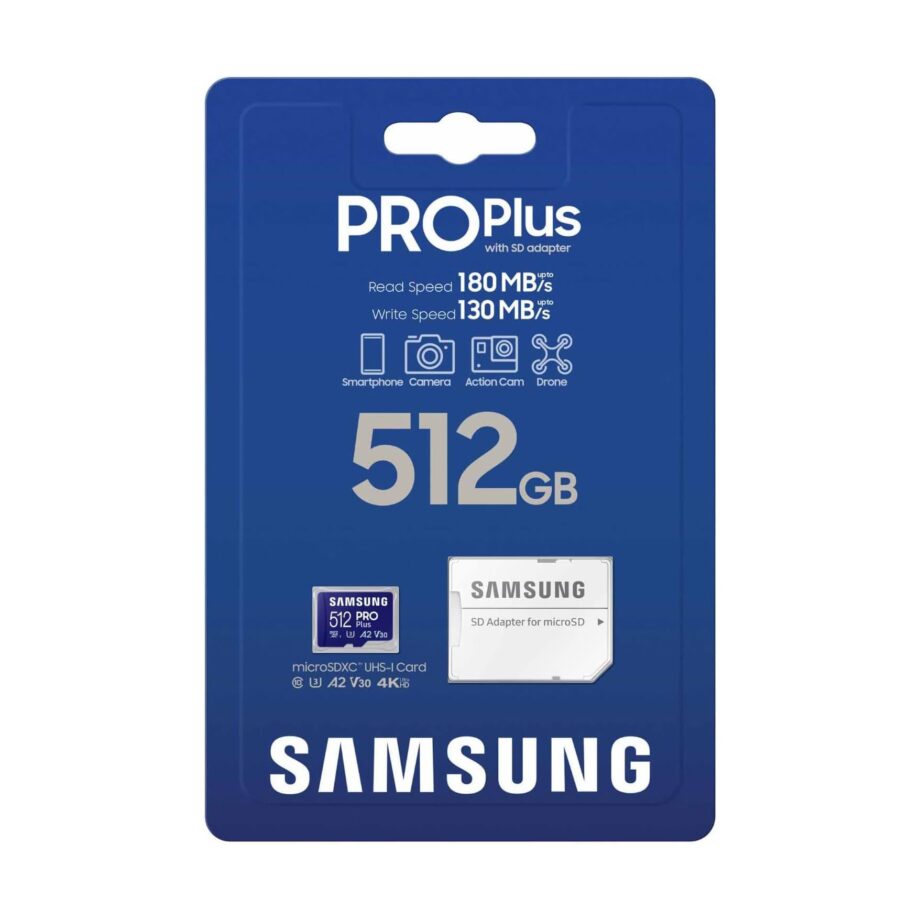 Samsung PRO Plus 512GB Micro SD-Memory-Card + Adapter - 180MB/s 4K UHD