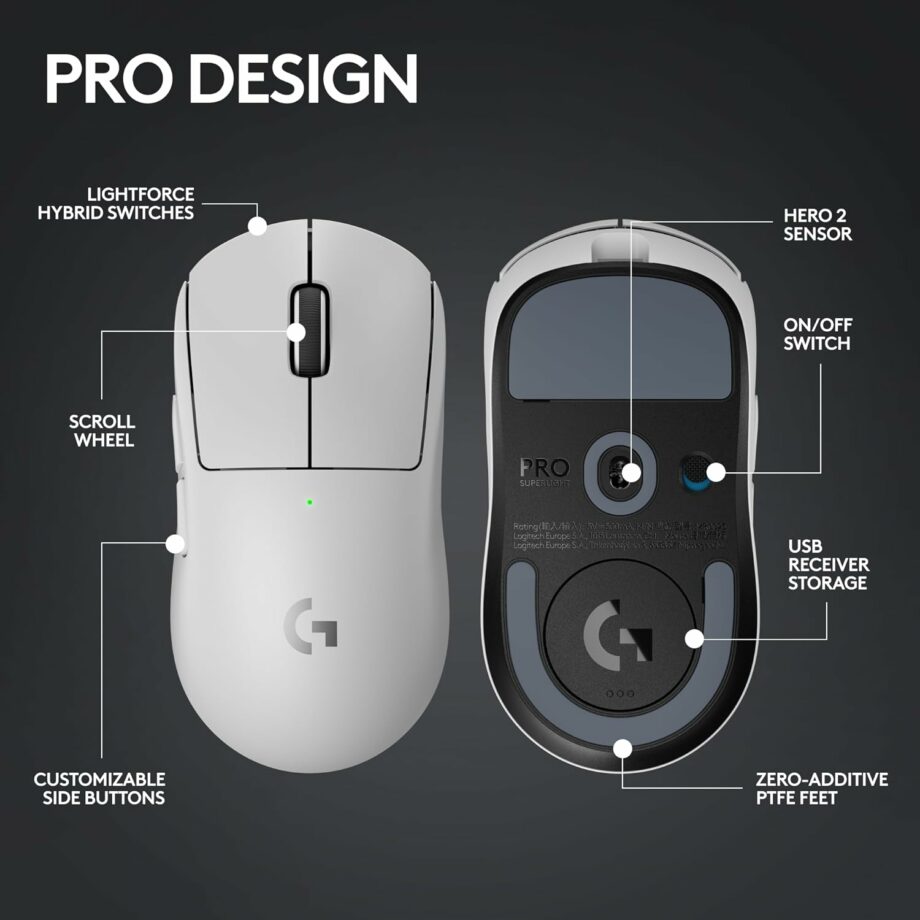 Logitech G PRO X SUPERLIGHT 2 LIGHTSPEED Wireless Gaming Mouse - White