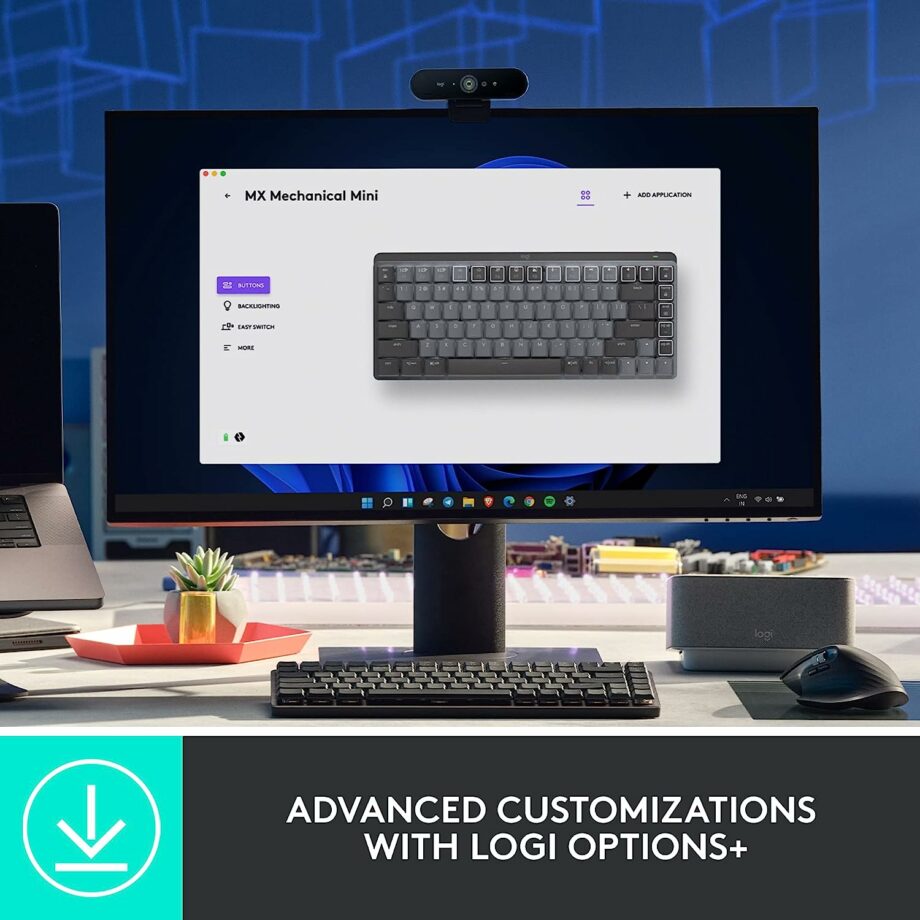 Logitech MX Mechanical Mini Wireless Illuminated Performance Tactile Quiet Switches Keyboard - Graphite