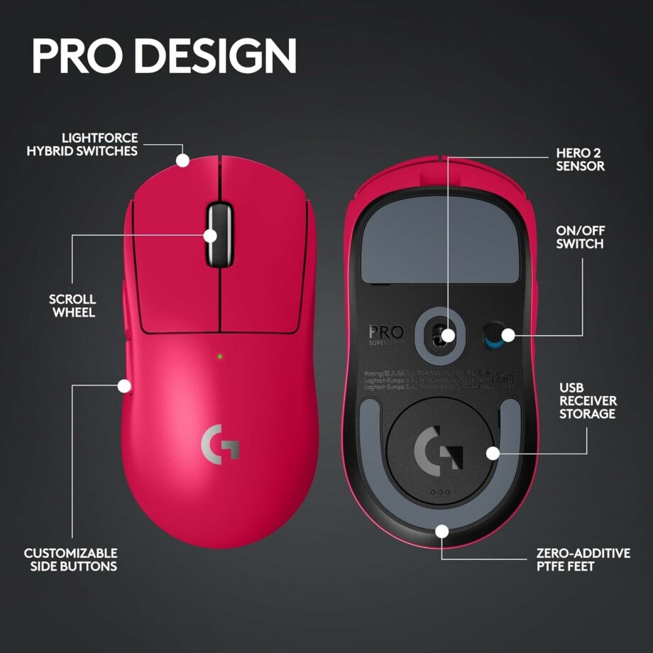 Logitech G PRO X SUPERLIGHT 2 LIGHTSPEED Wireless Gaming Mouse - Magenta