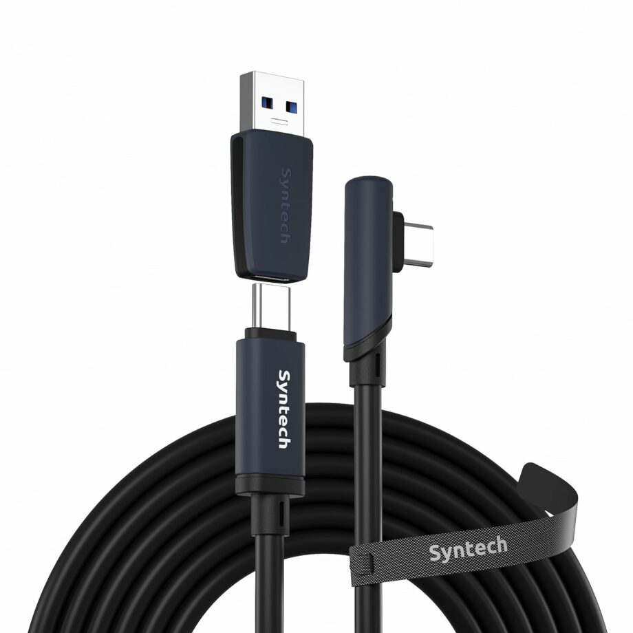 Syntech USB C Meta/Oculus Quest3/2, Pico4, Vision Pro Link Cable with USB 3.0 Adapter - 5M Black