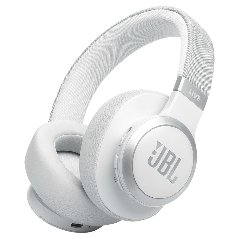 JBL Live 770NC Wireless Over-Ear Active Noise Cancelling Headphones - White