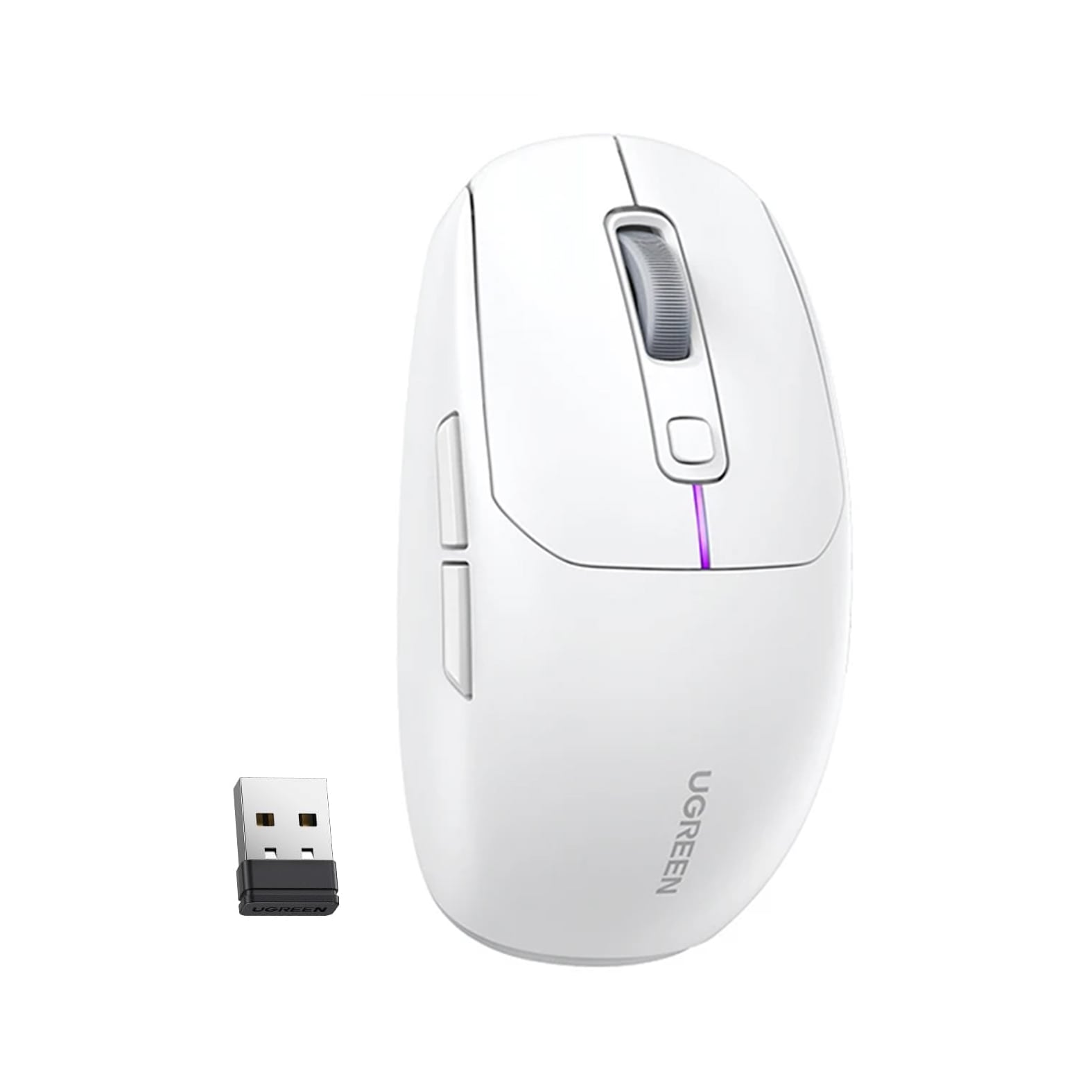 UGREEN Lightweight 2.4Ghz and Bluetooth Rechargeable Ergonomic Gaming Mouse – White   |  Computer Accessories  |  Mouses  |  Wireless Mouses  |