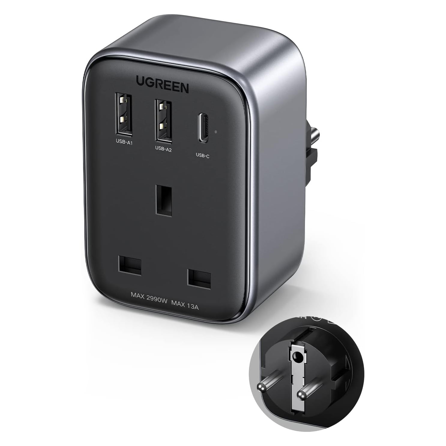 UGREEN 4-in-1 30W and AC Outlet Wall Plug Extender – EU Plug   |  Computer Accessories  |  Power Extensions  |