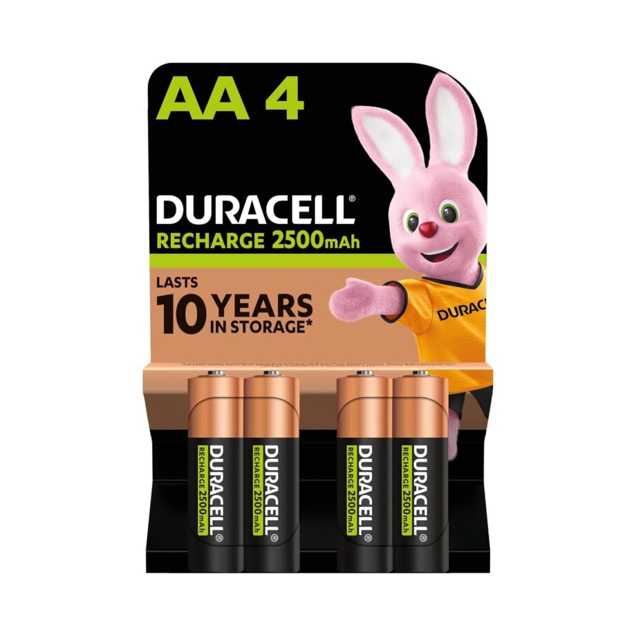 Duracell 4x AA 2500mAh NiMH Rechargeable Batteries