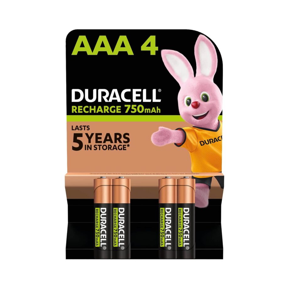 Duracell 4x AAA 750mAh NiMH Rechargeable Batteries