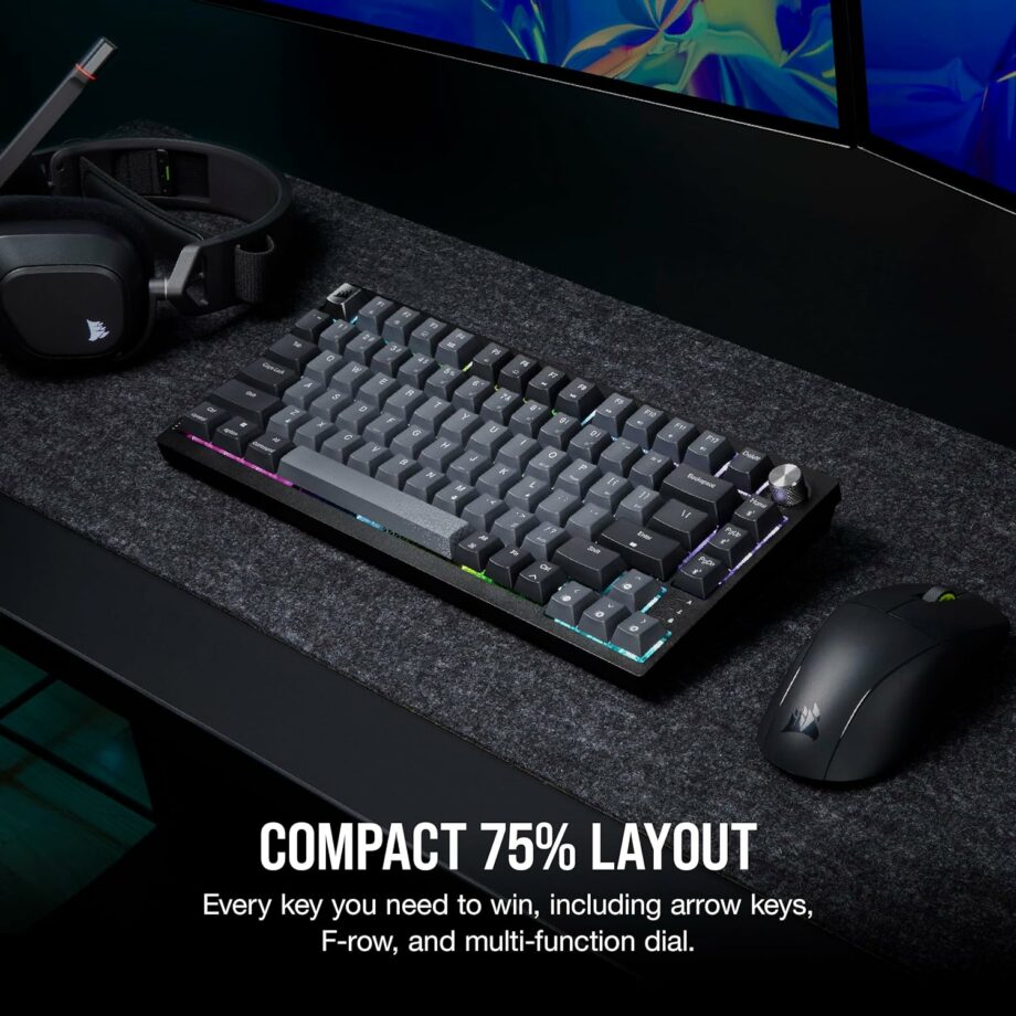 Corsair K65 PLUS Wireless 75% RGB Hot-Swappable Mechanical 2.4GHz Bluetooth Linear Gaming Keyboard