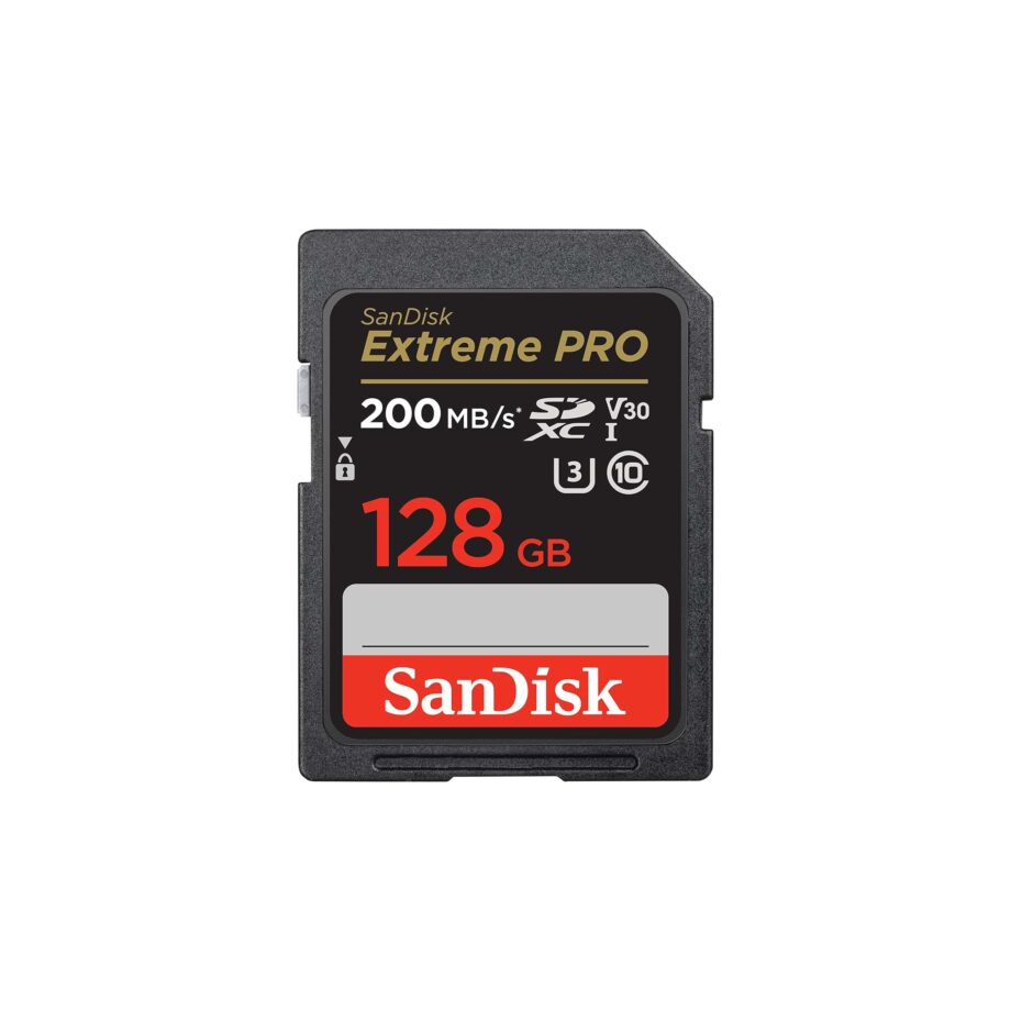 SanDisk 128GB Extreme PRO UHS-I, Class 10, U3, V30 SD Card - 200 MB/s