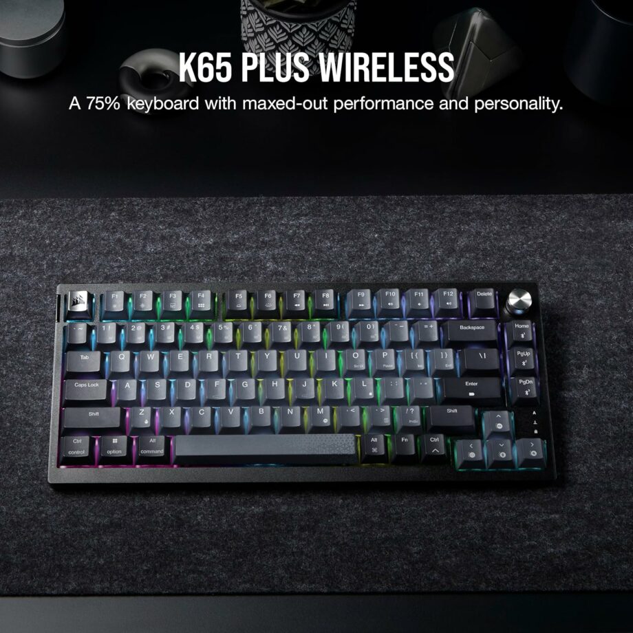 Corsair K65 PLUS Wireless 75% RGB Hot-Swappable Mechanical 2.4GHz Bluetooth Linear Gaming Keyboard