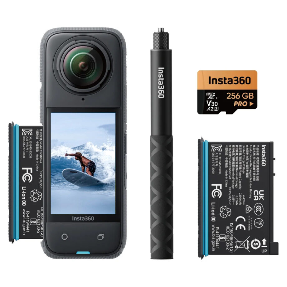 Insta360 X4 Waterproof 8K 360 Action Camera and 4K Wide-Angle Video - Adventure Bundle