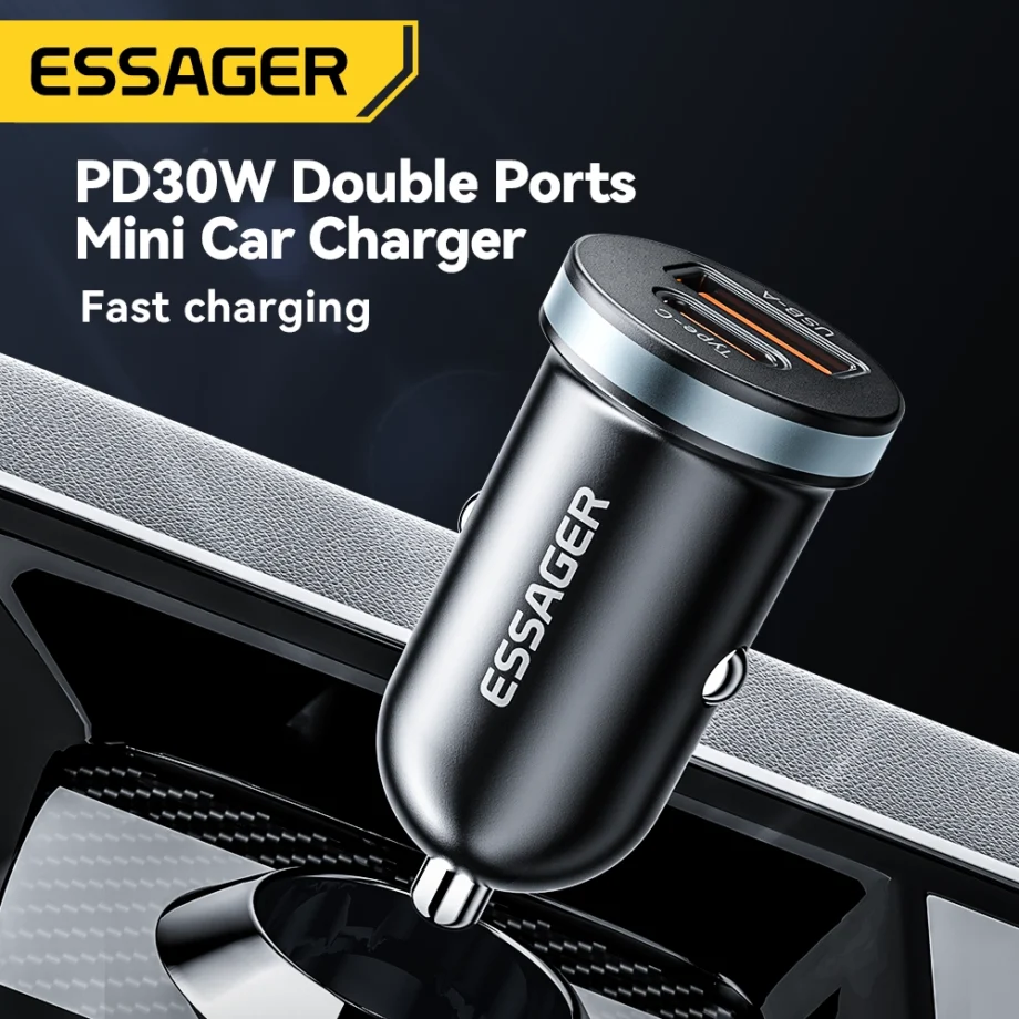 Essager 30W Fast USB-C & USB-A Car Charger