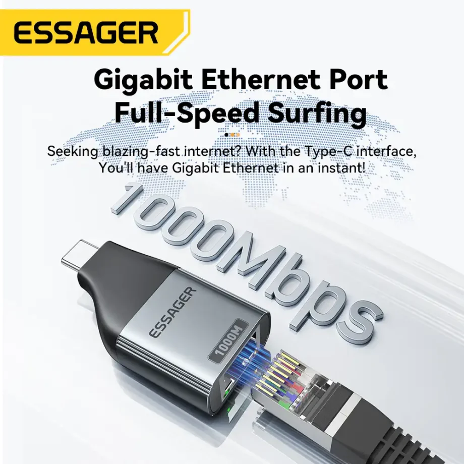 Essager USB Type C to Ethernet 1000Mbps Gigabit Adapter