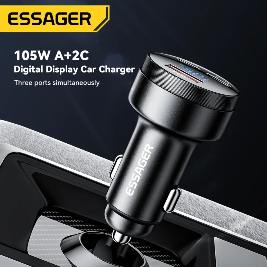 Essager 105W USB C 3-Port Car Charger