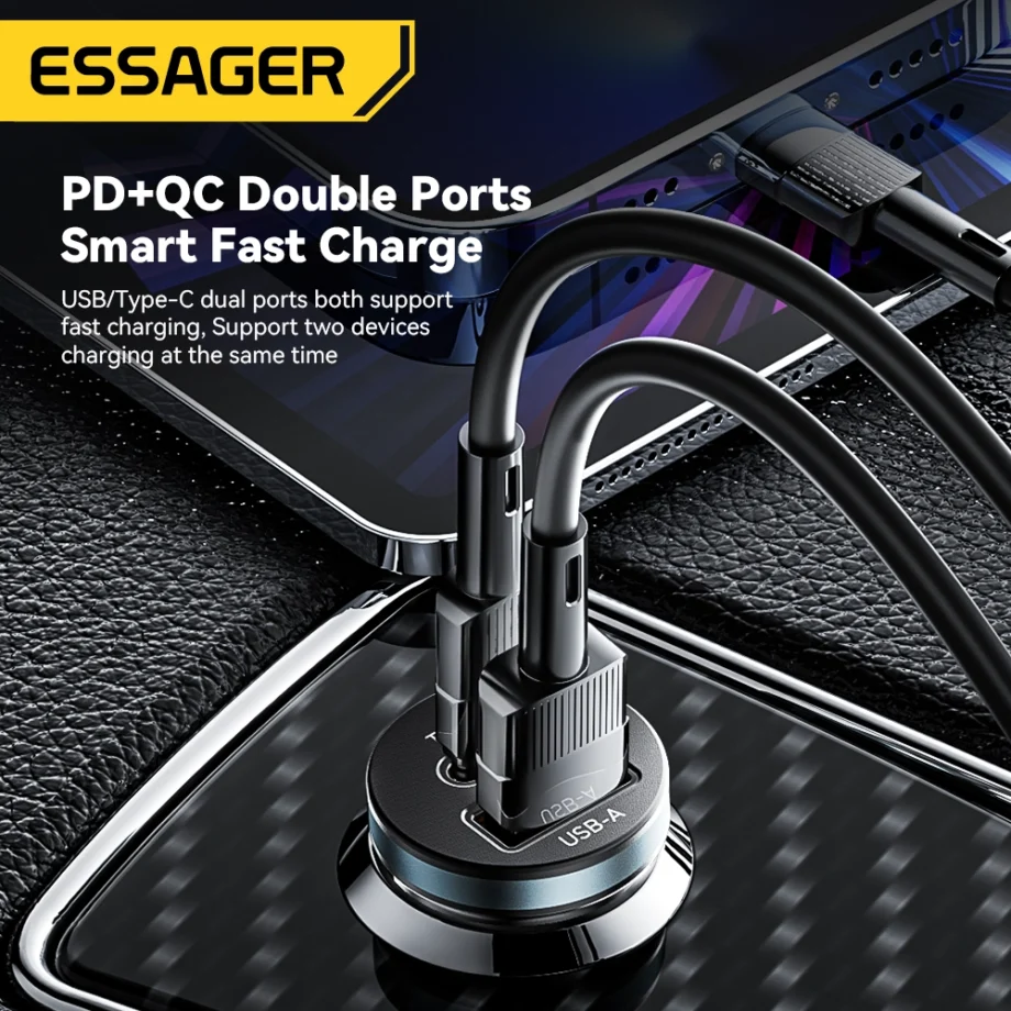 Essager 30W Fast USB-C & USB-A Car Charger