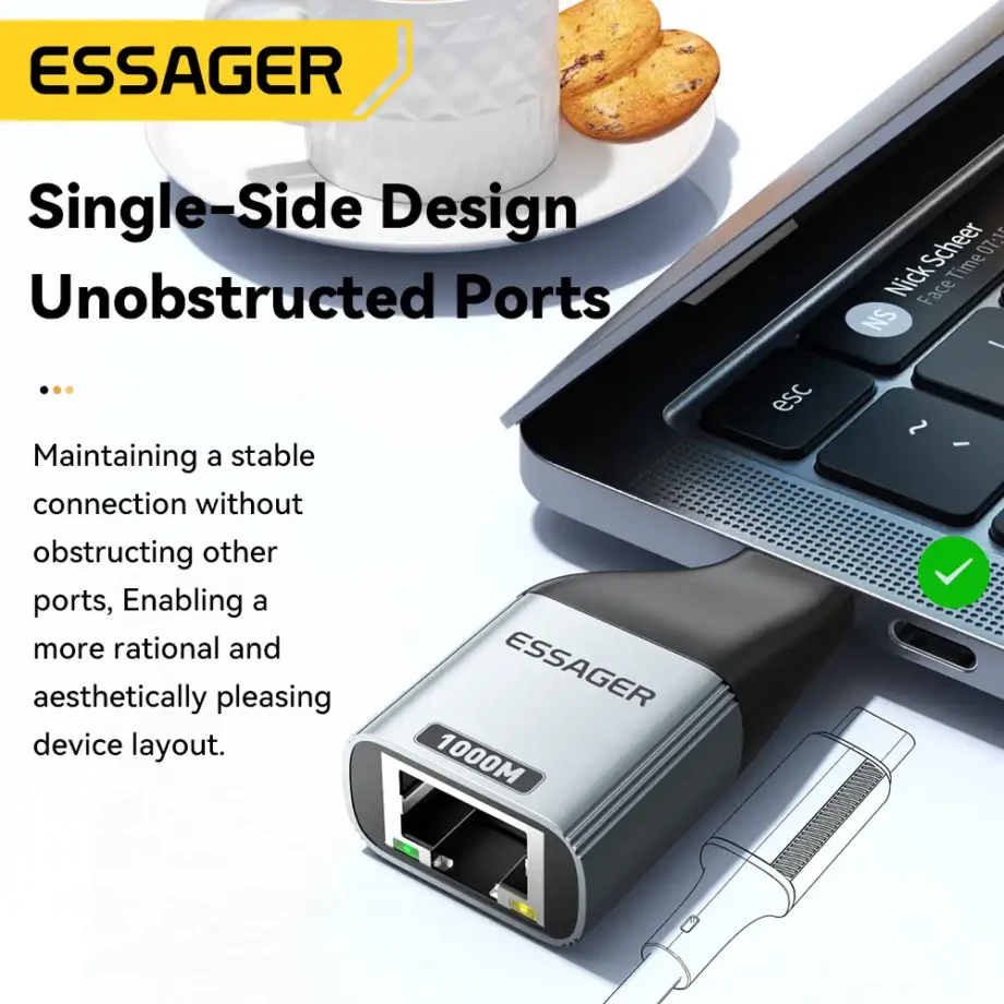 Essager USB Type C to Ethernet 1000Mbps Gigabit Adapter