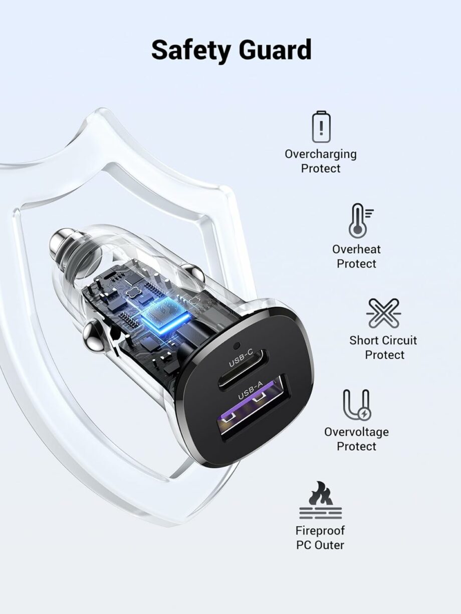 UGREEN 30W Fast USB-C & USB-A Car Charger