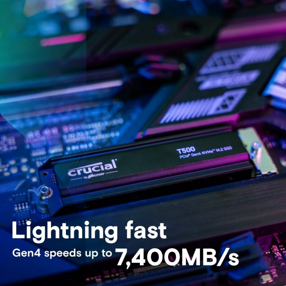 Crucial T500 1TB SSD PCIe Gen4 NVMe M.2 Up to 7400MB/s Gaming SSD