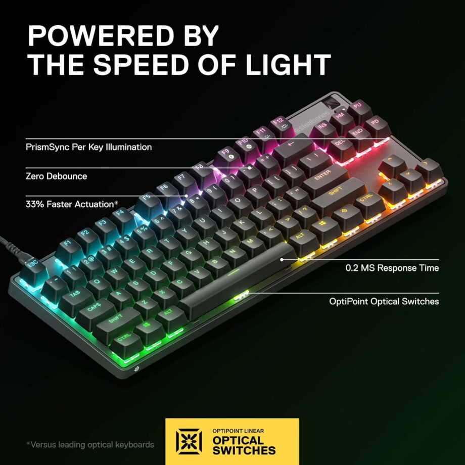 SteelSeries Apex 9 TKL RGB HotSwap Optical Mini Gaming Keyboard