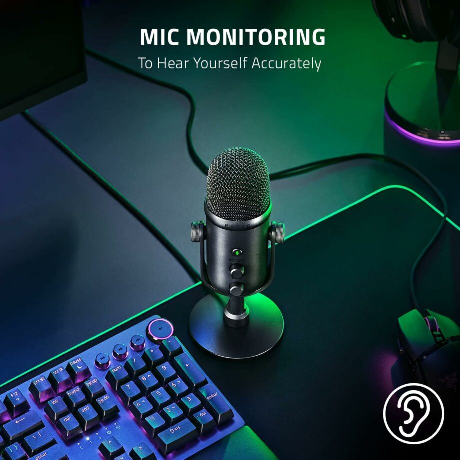 Razer Seiren V2 Pro USB Microphone with Built-in Shock Absorber and Mic Windsock