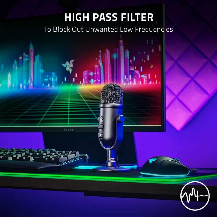 Razer Seiren V2 Pro USB Microphone with Built-in Shock Absorber and Mic Windsock