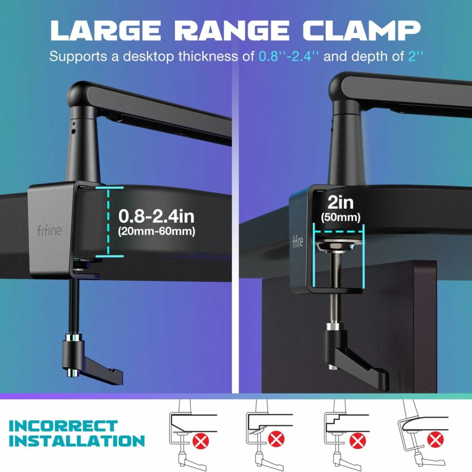 FIFINE BM88 Low-profile Microphone Boom Arm Stand With Cable Channeling