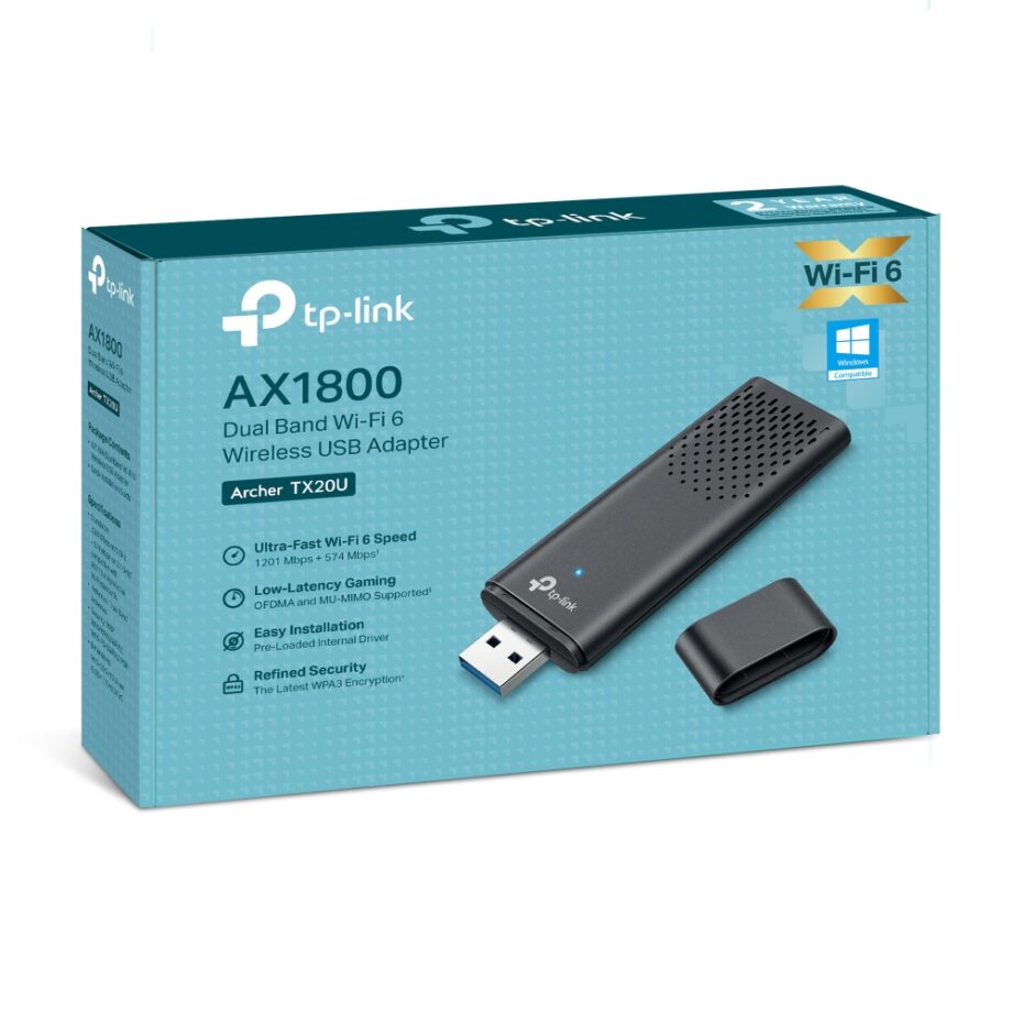 TP-Link AX1800 Dual Band Wi-Fi 6 Wireless USB Adapter (Archer TX20U)