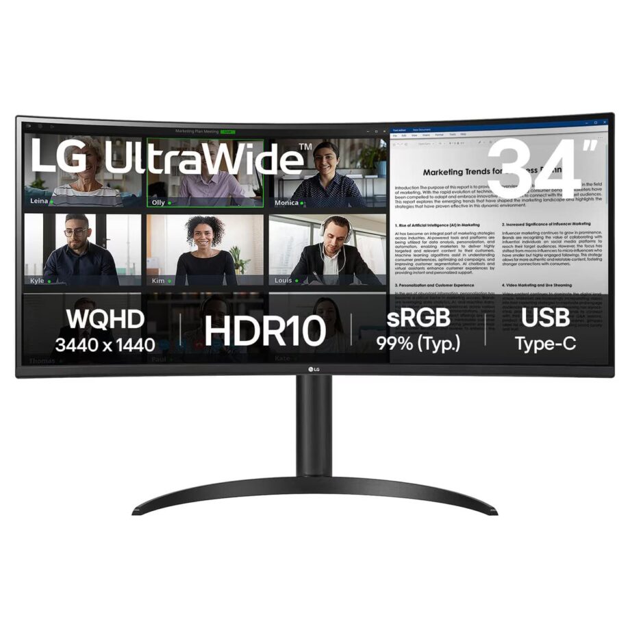 LG 34WR55QK-B 34" UltraWide QHD Curved monitor with USB Type-C™