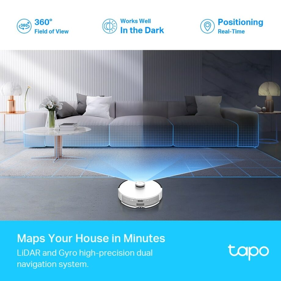 TP-Link Tapo RV30 Plus LiDAR Navigation Robot Vacuum & Mop + Smart Auto-Empty Dock