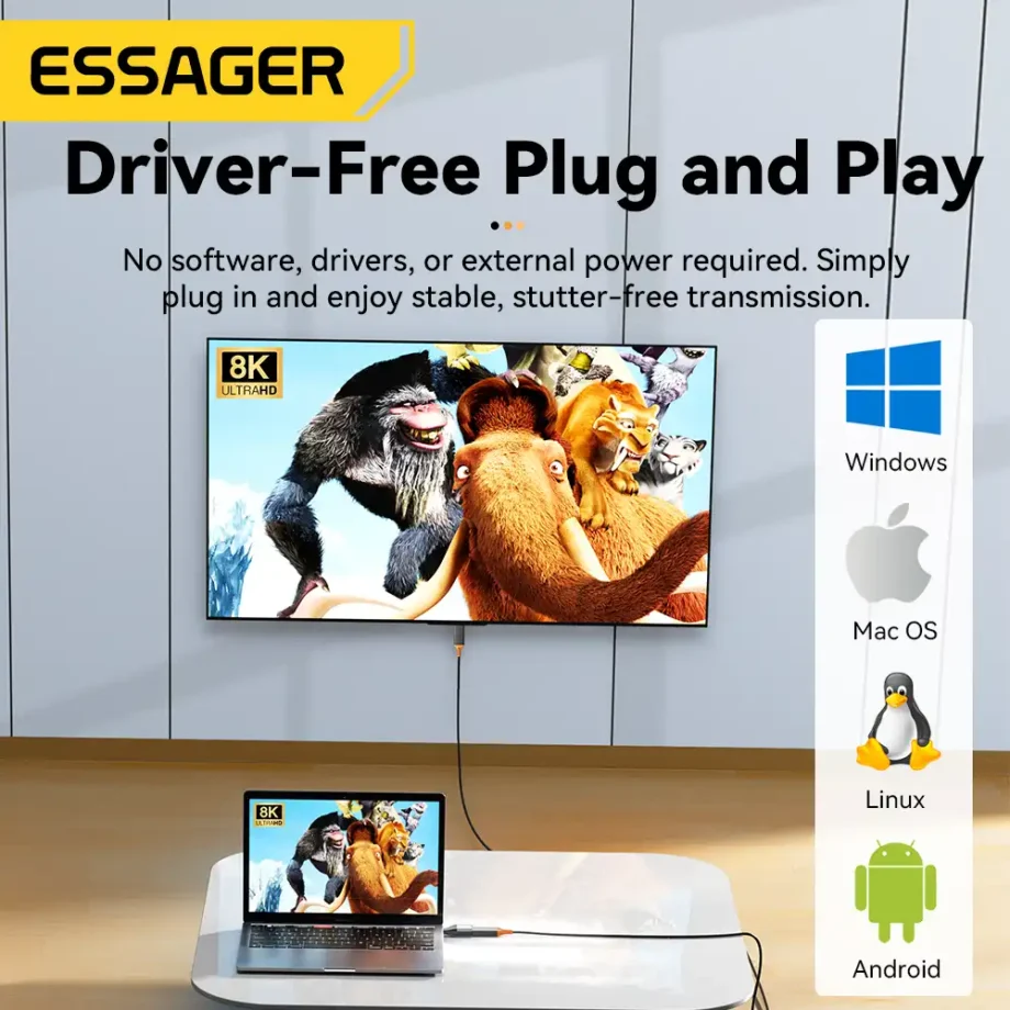 Essager USB Type C to DisplayPort 8K@60Hz Adapter