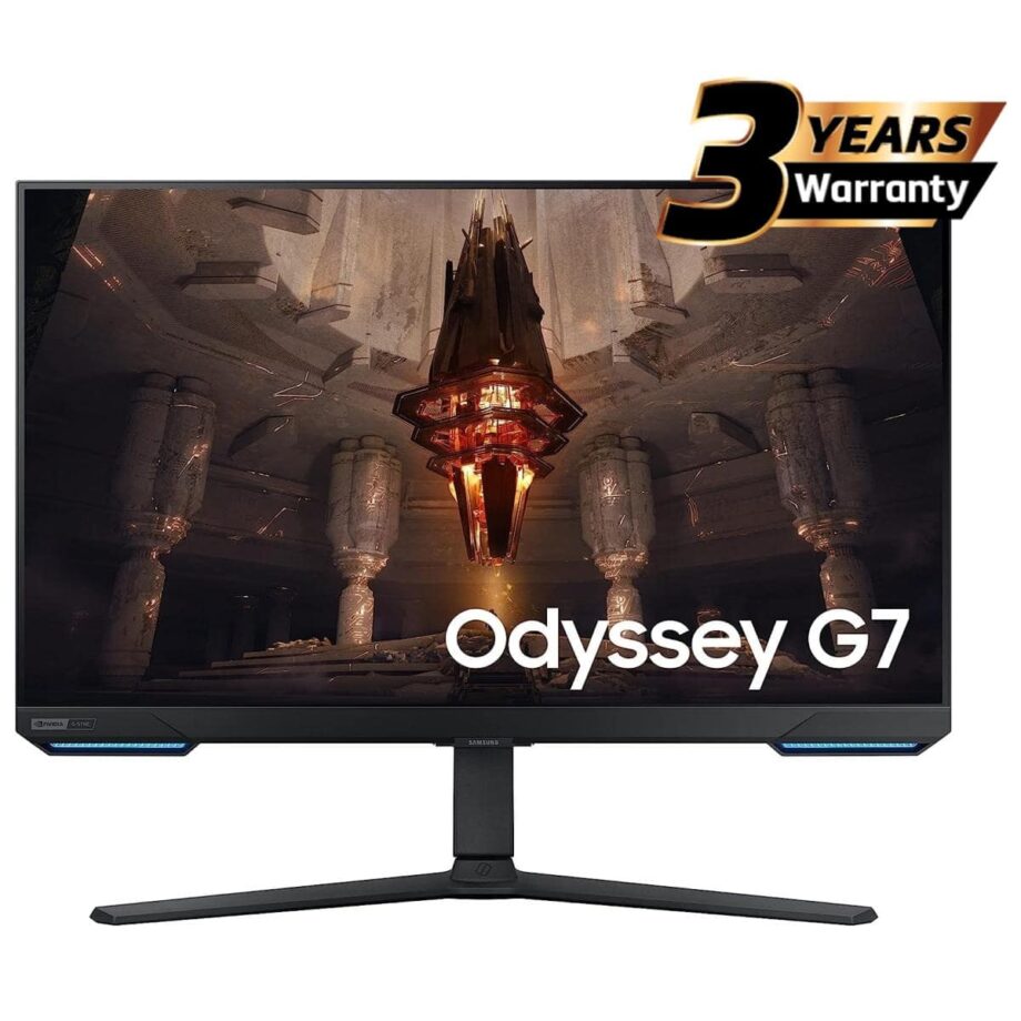 Samsung Odyssey G7 28" Smart Tizen (BG702) IPS 4K UHD 144Hz 1ms(GTG), 10Bit, HDR10+, 90% DCI Coverage, HDMI 2.1, G-Sync Compatible w/ Ergonomic Stand & Speakers RGB Flat Gaming Monitor