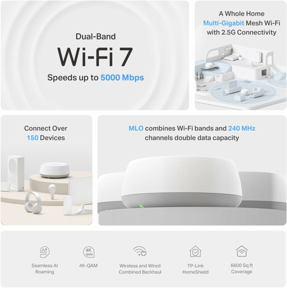 TP-Link BE3600 Deco BE25 Whole Home Mesh WiFi 7 System (3-Pack)