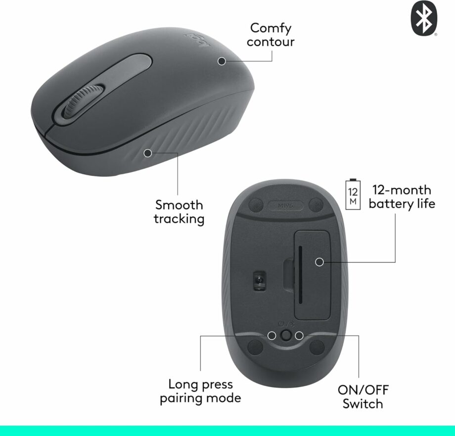 Logitech M196 Bluetooth Compact and Portable Wireless Mouse - Graphite