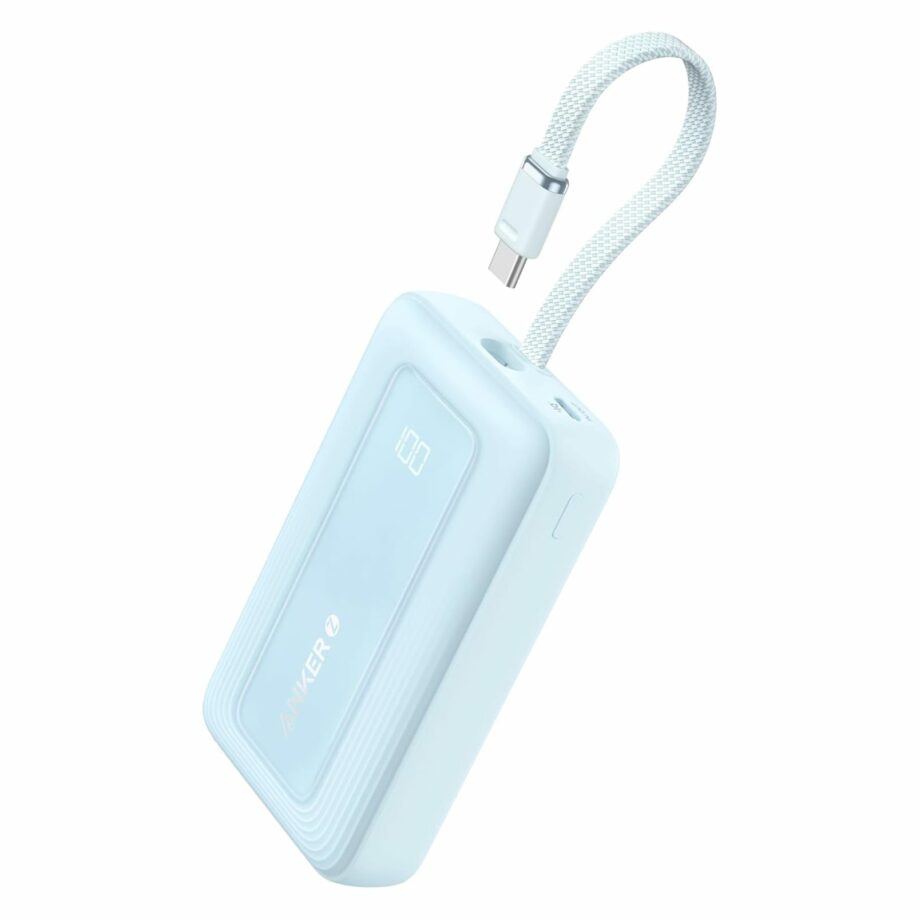 Anker Zolo 10,000mAh 30W Power Bank with Built-in USB-C Cable - Blue