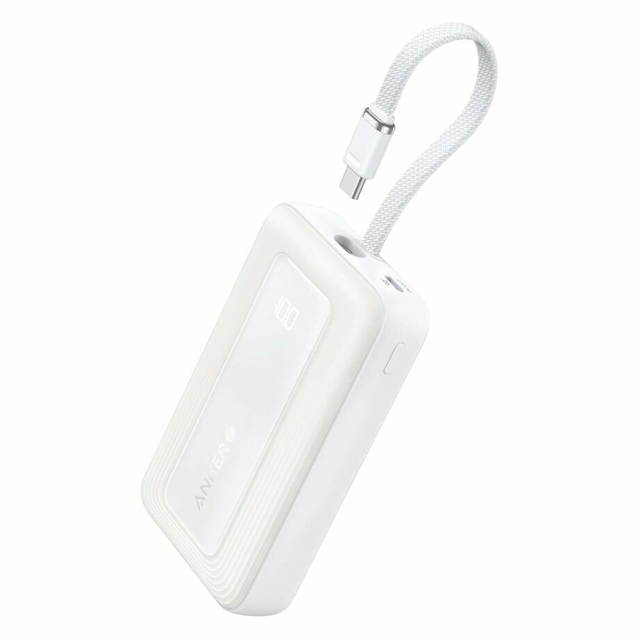 Anker Zolo 10,000mAh 30W Power Bank with Built-in USB-C Cable - White