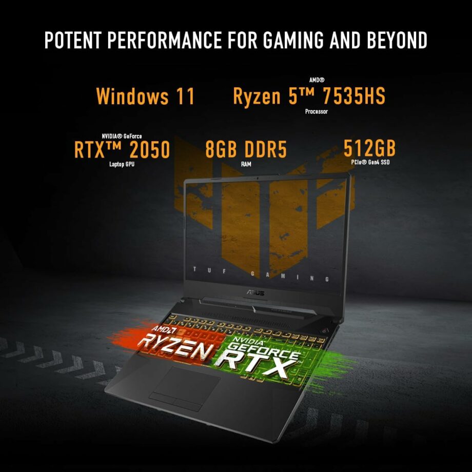 ASUS TUF A15 AMD Ryzen™ 7 7435HS Nvidia RTX 2050 4GB & IPS 15.6'' 144Hz Display Gaming Laptop