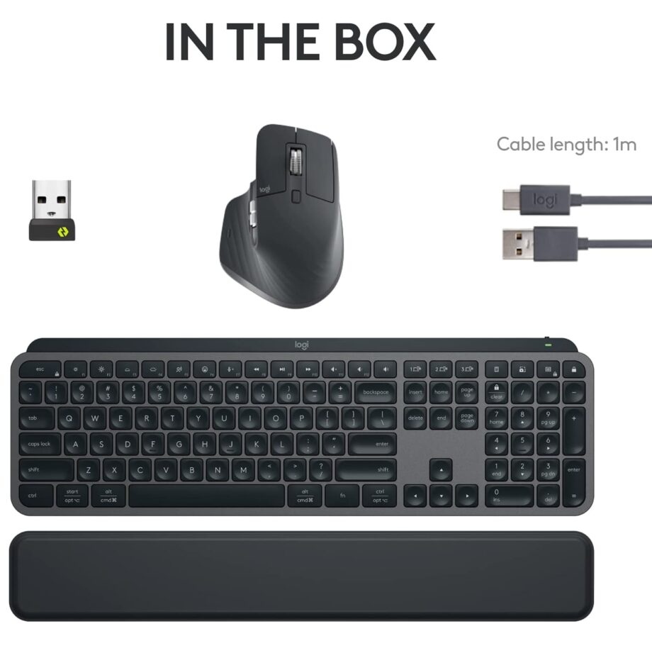 Logitech MX Keys S and MX Master 3S Combo with Palm Rest Performance Wireless Keyboard and Mouse