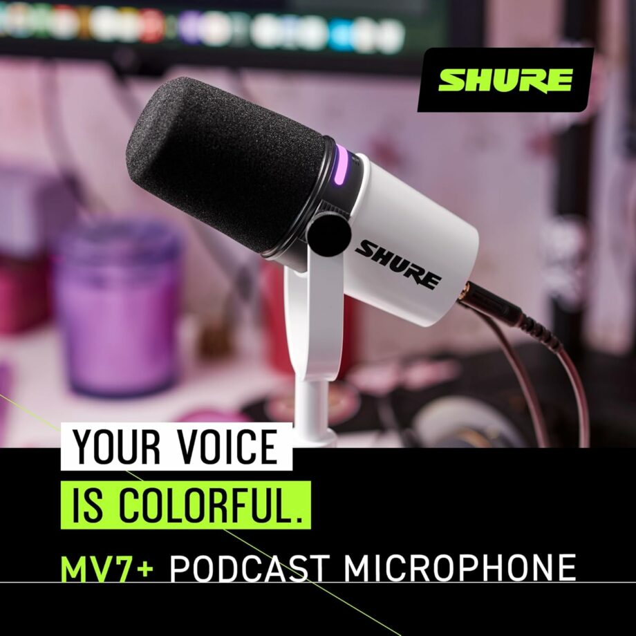 Shure MV7+ Podcast Dynamic OBS Certified Microphone - White (Pre-Order)