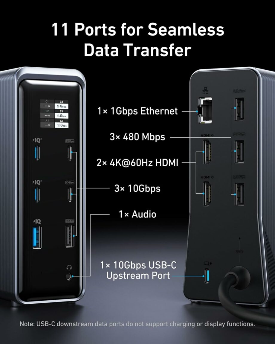 Anker Prime 14-Port with 160W Max Output 10Gbps Fast Data Transfer Real-Time Smart Interface Docking Station