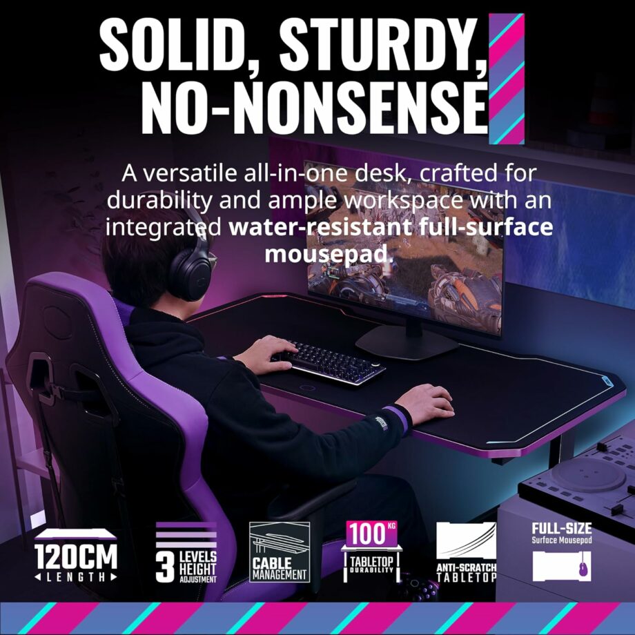 Cooler Master GD120 V1 PC Gaming Desk with Full Surface Water-Repellent Mousepad