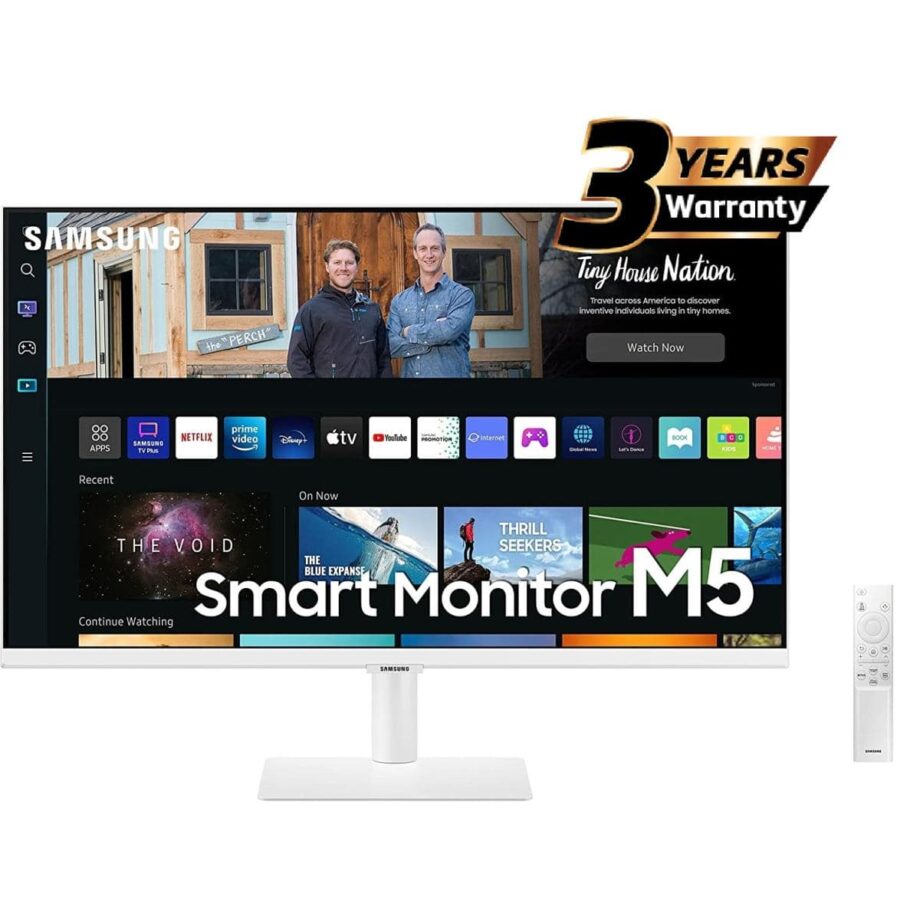 Samsung M5 (BM501) 27" FHD HDR10 1B Colors & USB Ports with Netflix, YouTube & Apple TV Streaming Smart Monitor - White