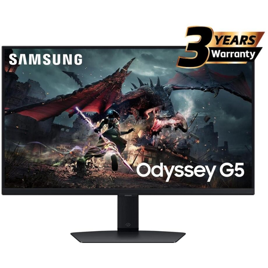 Samsung Odyssey G5 32" (DG502) IPS 2K, 180Hz, 1ms(GTG), DisplayHDR 400, 99% sRGB, 8 Bit, AMD FreeSync with Ergonomic Stand Gaming Monitor