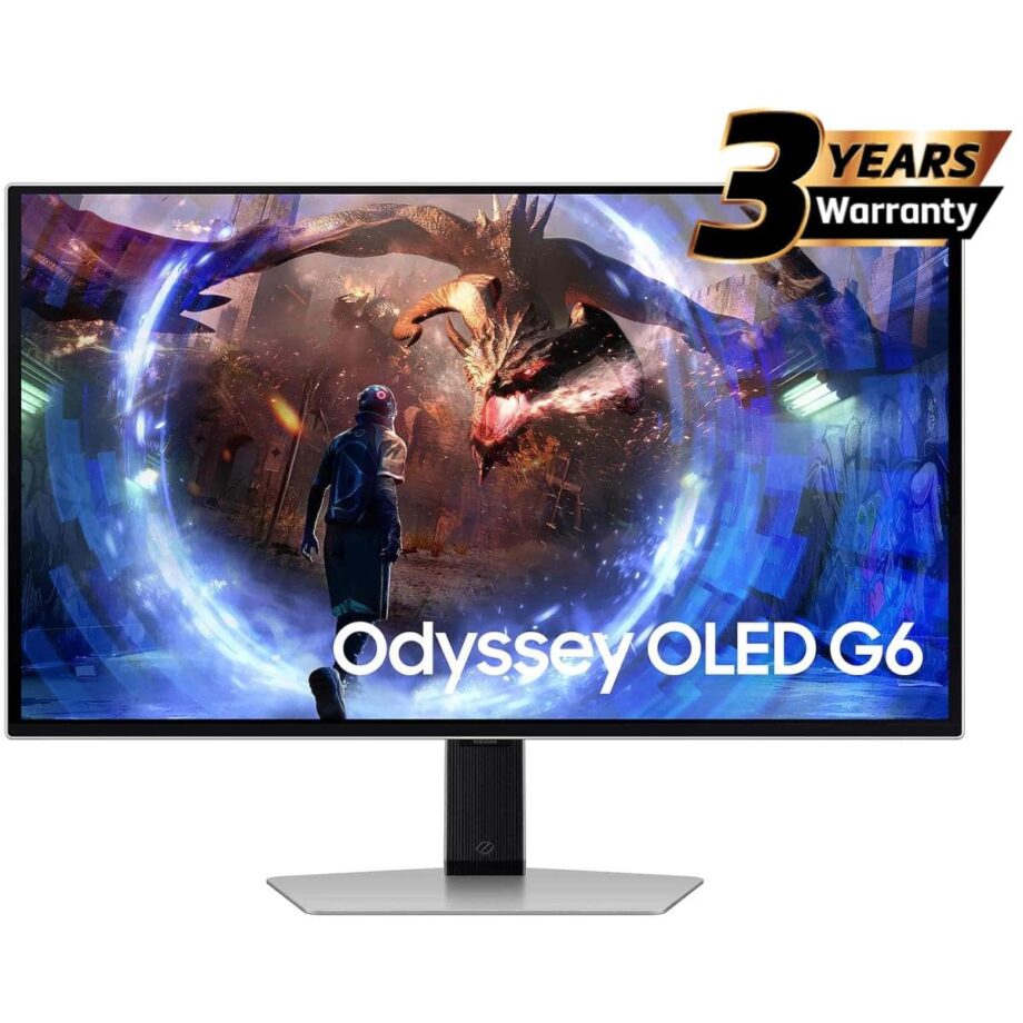 Samsung Odyssey G6 OLED (DG602) 27" 2K, 360Hz, 0.03ms(GTG), Quantum Dot, HDR10+, 99% DCI Coverage, 10Bit, HDMI 2.1, Core Sync, FreeSync Premium Pro w/ Sleek Metal Design & Ergonomic Stand Flat Gaming Monitor