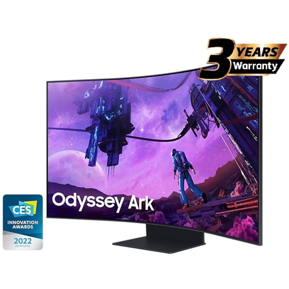 Samsung Odyssey ARK Smart 55" 4K UHD Curved Quantum Matrix Mini-Led, 165Hz, 1ms(GTG), HDR 2000, 95% DCI Coverage PRO Colors, FreeSync Premium Pro, w/ Dolby Atmos Speakers & HAS Stand Gaming Monitor