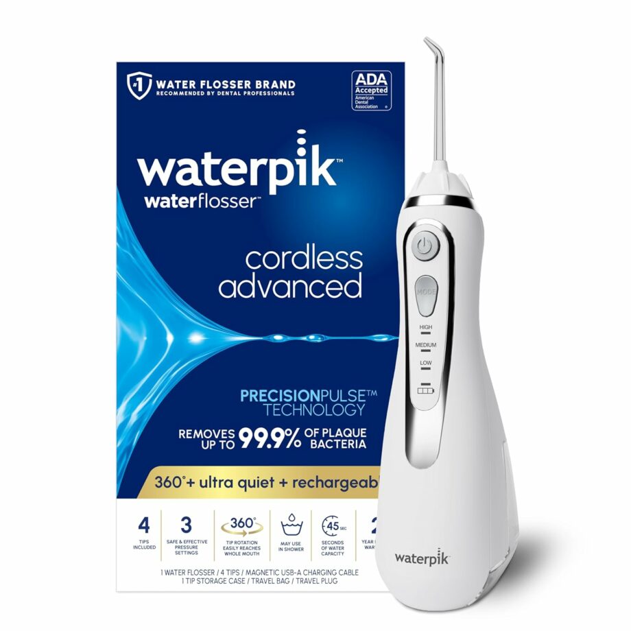 Waterpik Cordless Advanced 2.0 Rechargeable Portable ADA Accepted Water Flosser with Travel Bag and 4 Tips - White (Coming Soon)